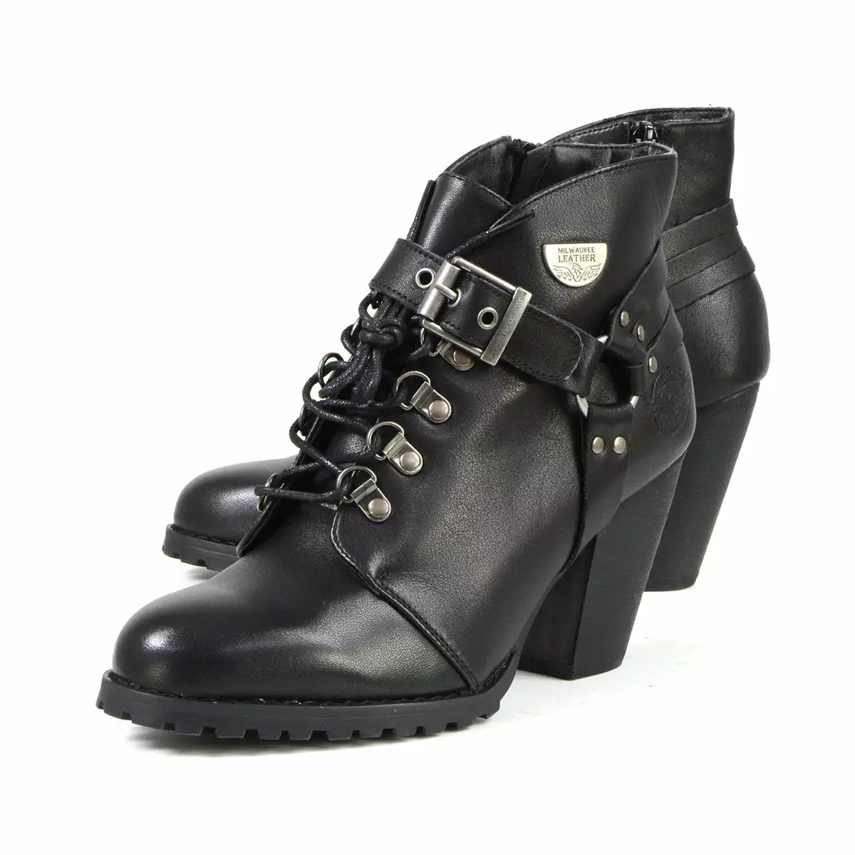 Milwaukee Leather MBL9458 Women's Black Leather Boots With Classic Harness Ring - Image 4