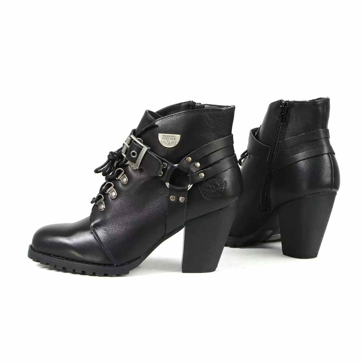 Milwaukee Leather MBL9458 Women's Black Leather Boots With Classic Harness Ring - Image 5