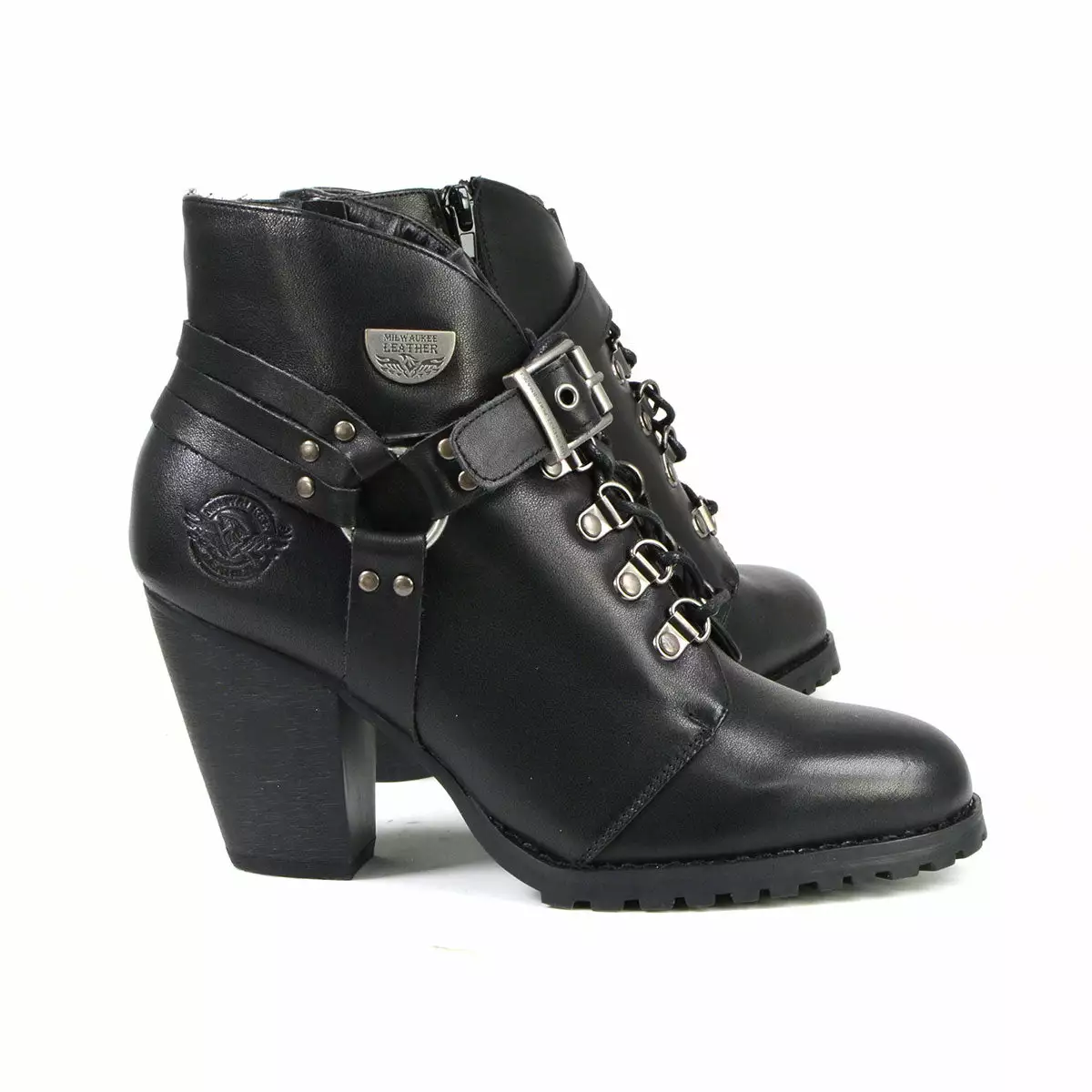 Milwaukee Leather MBL9458 Women's Black Leather Boots With Classic Harness Ring - Image 8