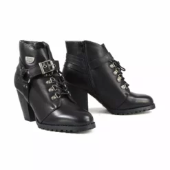 Milwaukee Leather MBL9458 Women's Black Leather Boots With Classic Harness Ring