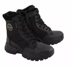 Milwaukee Leather MBL9495 Women Black Leather Tactical Boots With Side Zipper