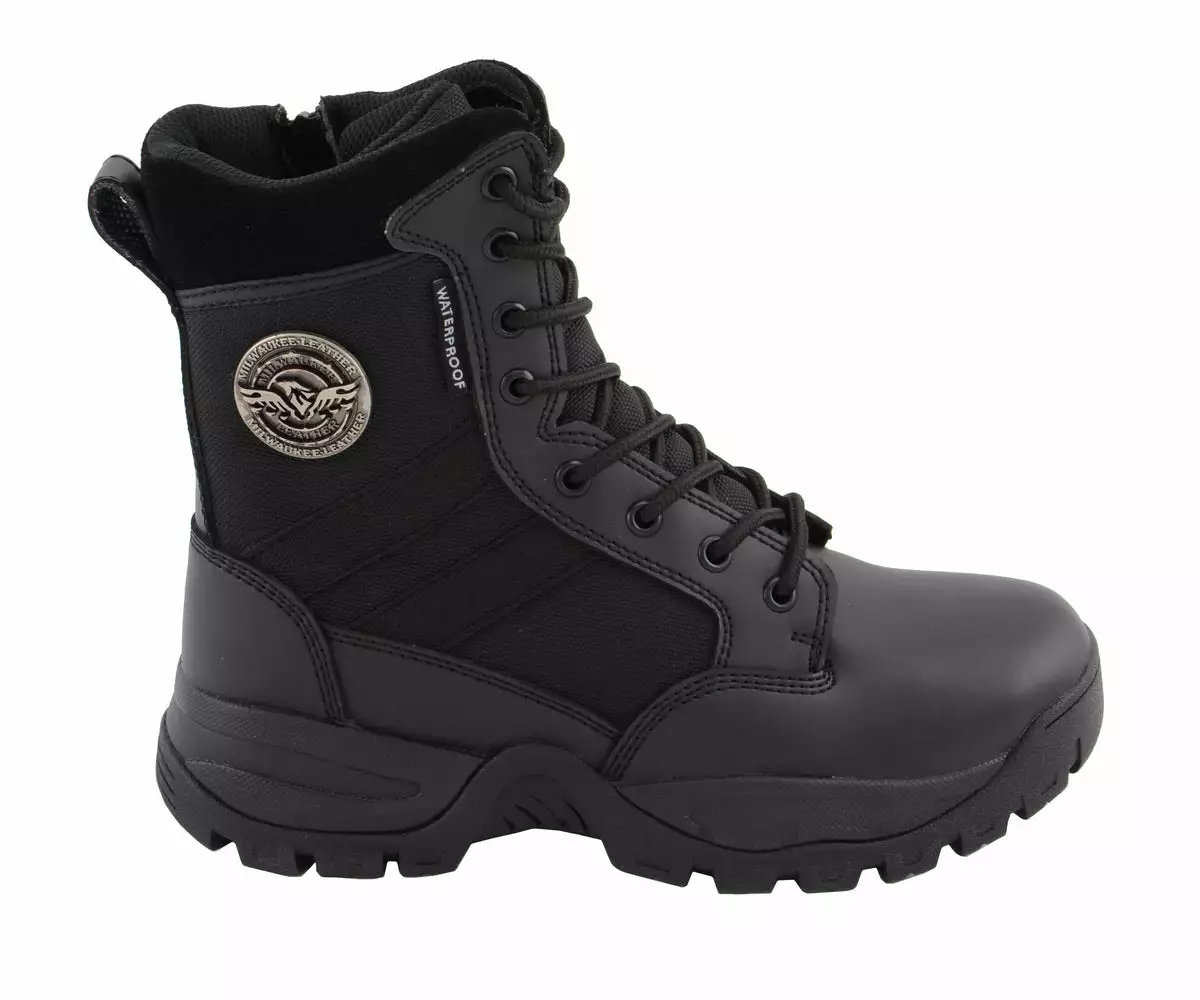 Milwaukee Leather MBL9495 Women Black Leather Tactical Boots With Side Zipper - Image 9