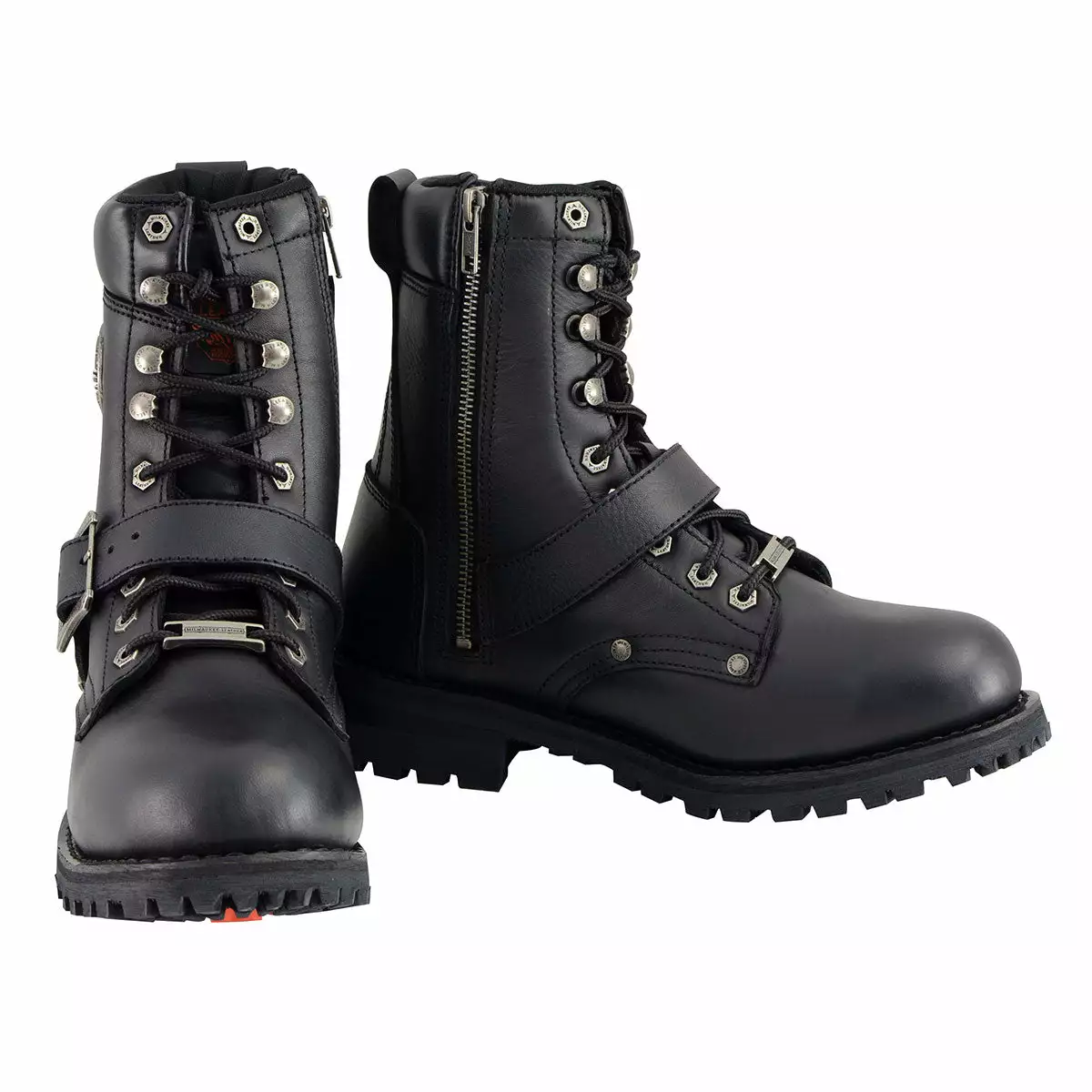 Milwaukee Leather MBM101W Men's Black Leather Wide-Width Lace-Up Engineer Motorcycle Boots With Side Zipper Entry - Image 2