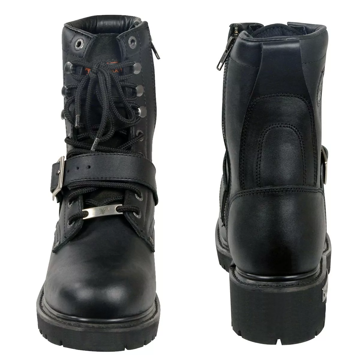 Milwaukee Leather MBM101W Men's Black Leather Wide-Width Lace-Up Engineer Motorcycle Boots With Side Zipper Entry - Image 11