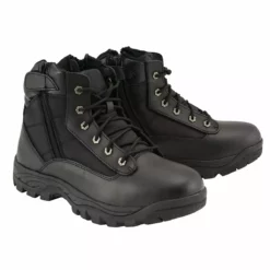 Milwaukee Leather MBM9011 Men's 6-inch Black Leather Tactical Lace-Up Boots With Side Zipper Entry