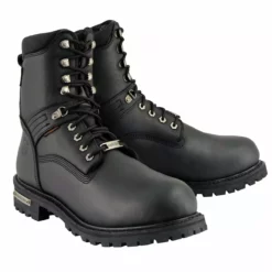 Milwaukee Leather MBM9036WP Men's Black 'Wide Width' 7-inch Lace To Toe Waterproof Leather Boots
