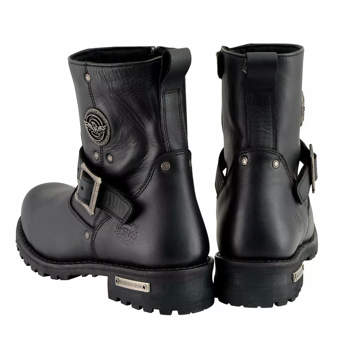 Milwaukee Leather MBM9040W Men's Black 'Wide Width' 6-inch Classic Engineer Motorcycle Leather Boots With Side Zipper - Image 8