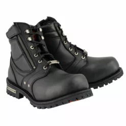 Milwaukee Leather MBM9050 Men's Black 6-inch Lace-Up Boots With Zipper Closure