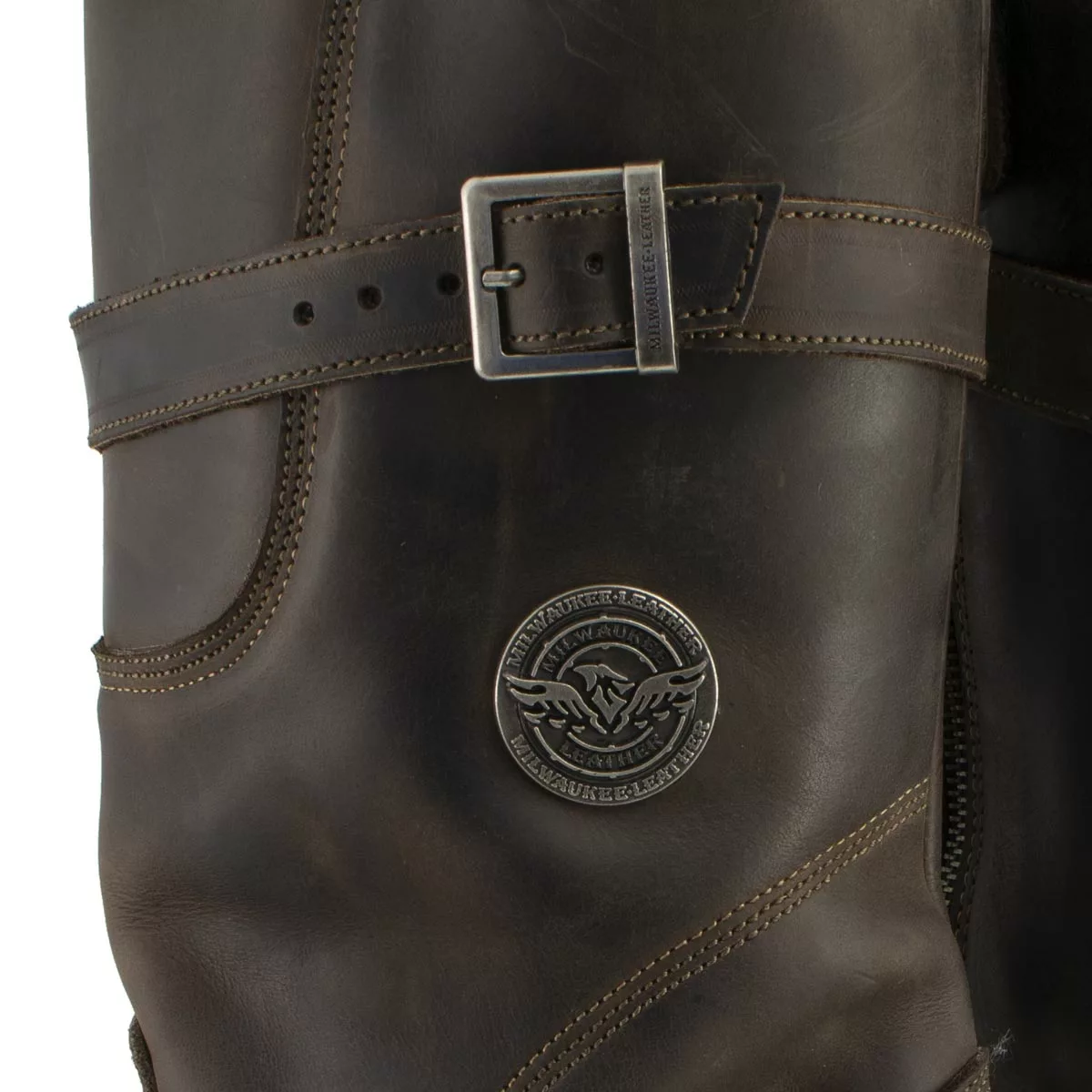 Milwaukee Leather MBM9063 Men's Classic ‘Distressed Brown’ Motorcycle Leather Engineer Boots - Image 9