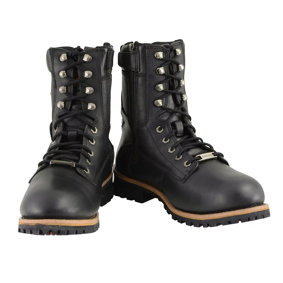 Milwaukee Leather MBM9095W Men's Classic Black ‘Wide Width’ Lace-Up Logger Boots With Side Zipper - Image 8
