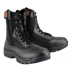 Milwaukee Leather MBM9110 Men's 9in Black Leather Lace-Up Tactical Boots With Side Zippers