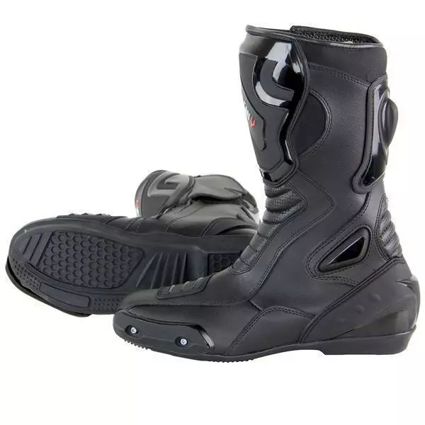 Vulcan V300 Men's 'Velocity' Black Leather Motorcycle Racing Sport Boots